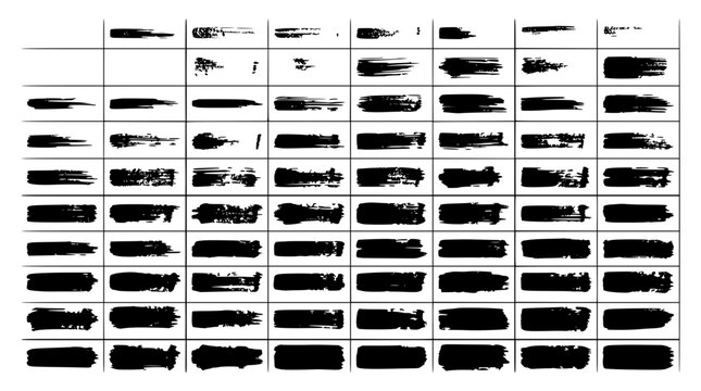 Streaks Brush Marks Pattern with Flowing Black Ink Shapes on White Background for Creative Design Projects