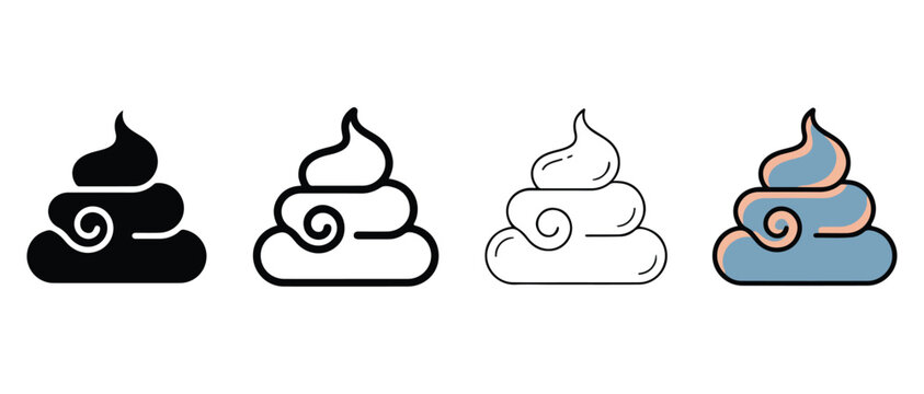 poop icons in various styles and colors on white background  poop icons