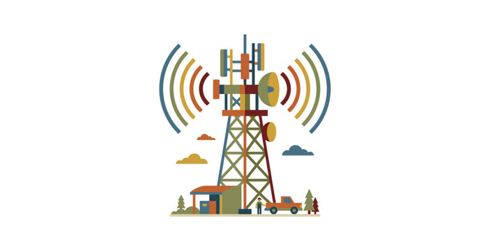 Telecommunications Tower Vector Illustration
