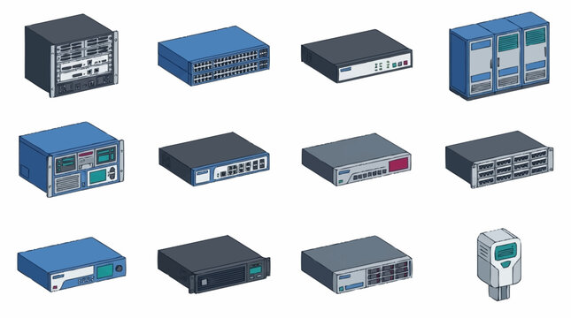 Collection of various network switches and routers.