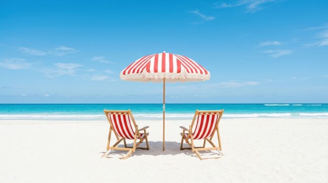 Tropical Beach Chairs Summer Vacation