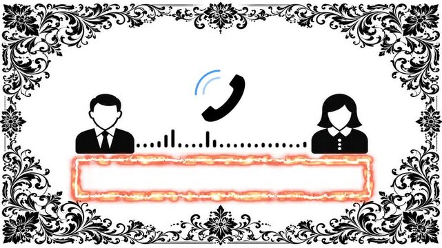 Modern Call Recording Interface with Animated Audio Waveform, Phone Icons and Voice Spectrum Visualization for Two People, 4K Loop