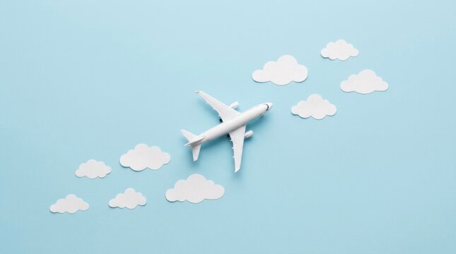 Airplane Flying Through Cloud Background
