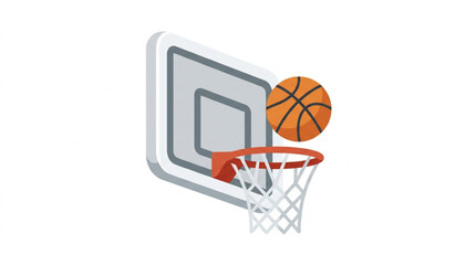 Basketball hoop and ball in motion. © Deni