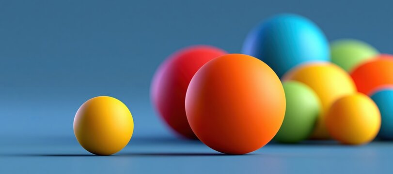 Single matte sphere separated from colorful cluster symbolizing loneliness and peer pressure