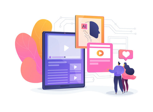 AI-Enhanced Interactive Content abstract concept vector illustration.