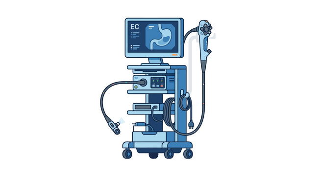 Medical Endoscopy Equipment with Stomach Scan Display on Screen