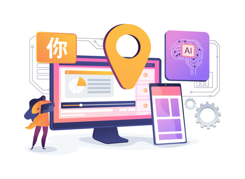 AI-Enhanced Content Localization abstract concept vector illustration.