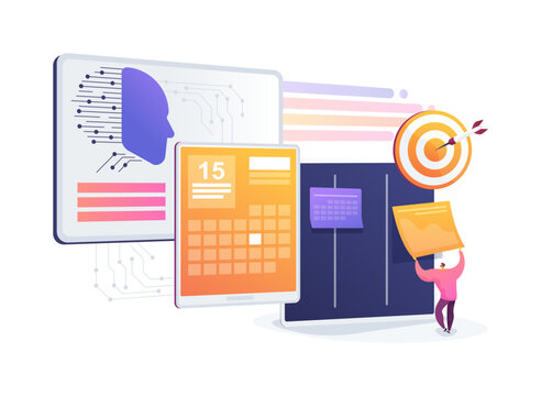 AI-Driven Editorial Calendar Management abstract concept vector illustration.