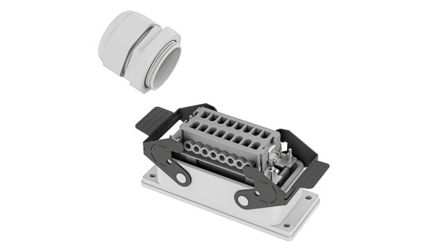 Industrial Heavy Duty Electrical Connector 3D Model &ndash; High Detail Mechanical Component