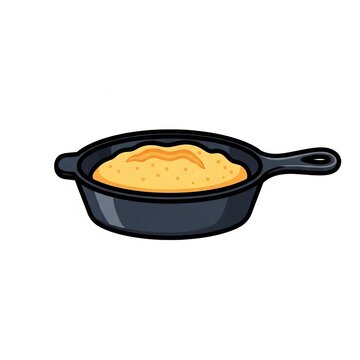 Cornbread in cast iron skillet vector illustration