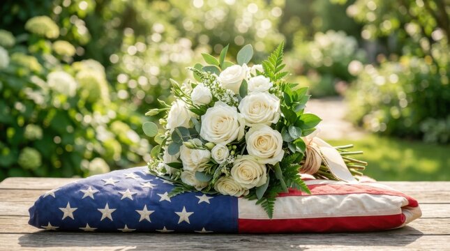 White Roses Patriotic Memorial Tribute