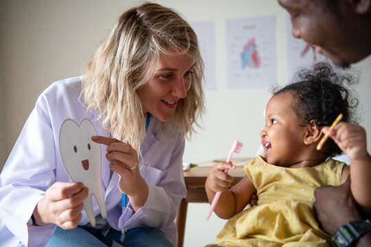 Pediatric dental care interaction scene