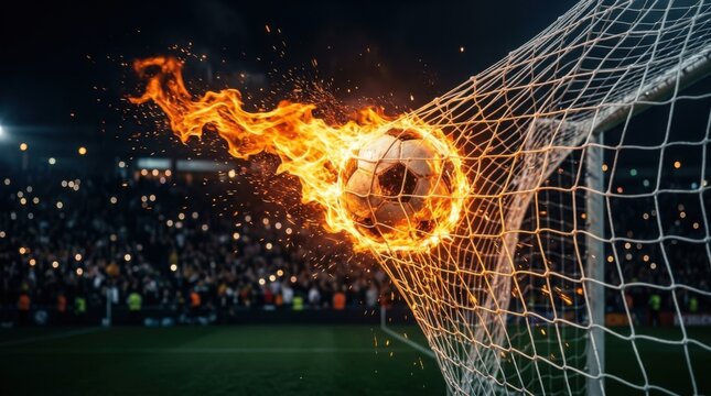 Soccer Ball Fire Goal Net