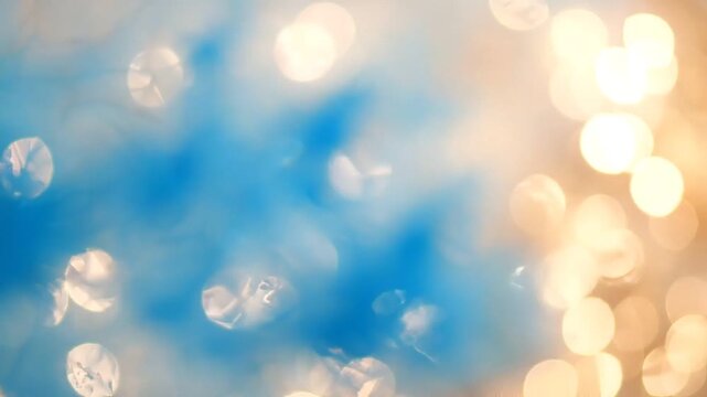 A Captivating Study of Light and Color: Vibrant Bokeh Effects Creating a Dreamy Atmosphere Filled with Soft Blues and Warm Golds