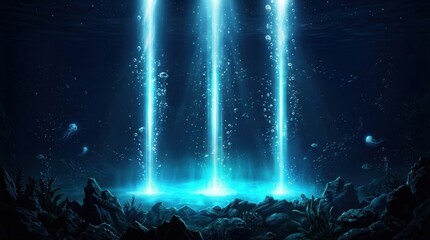 Obraz premium Blue Energy Beams Sci Fi Background