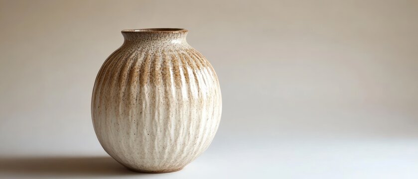 Textured ceramic vase cream and brown gradient home decor studio shot