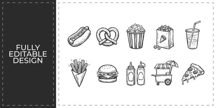 Urban travel and public transportation hand drawn icons set featuring trains buses and cars for city mobility and tourism agency destination planning graphics