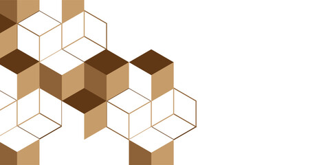 Fototapeta premium Abstract simple brown 3d cube pattern clean white background