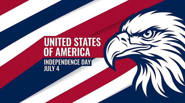 Independence day usa patriotic background with bald eagle and american flag