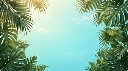 Naklejka premium Colorful Tropical Floral Background with Bird of Paradise and Hibiscus Flowers