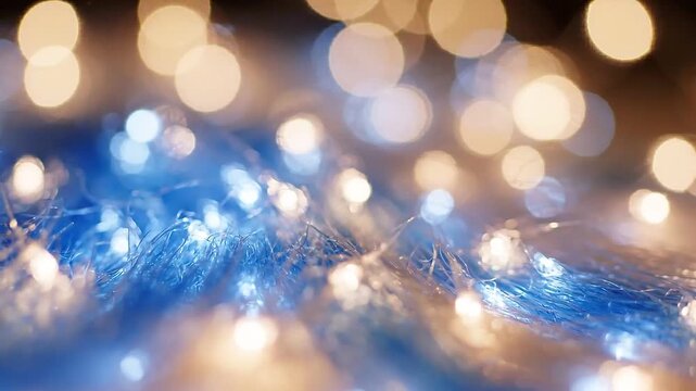 A Spectacular Display of Soft Focused Lights: An Enchanting Blend of Blue and Warm Glows Creating a Dreamlike Atmosphere in Beautiful Abstract Patterns
