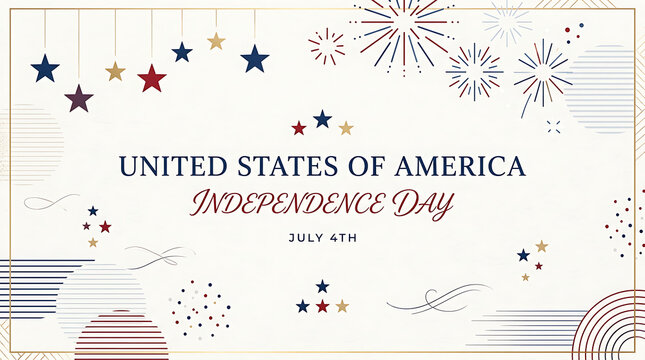 Independence day celebration background with stars and fireworks graphics