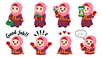 Cartoon monkey characters expressing different emotions and reactions with phones Vector © Mahanz
