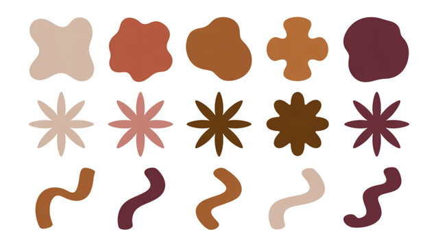 Set of colorful abstract squiggly and blobby shapes in playful design style Vector