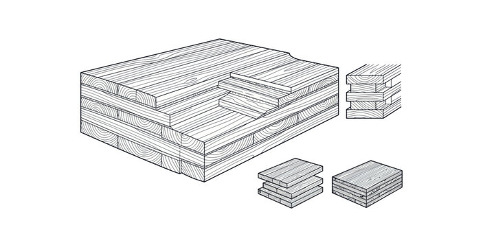 Cross-Laminated Timber Construction Vector Illustration