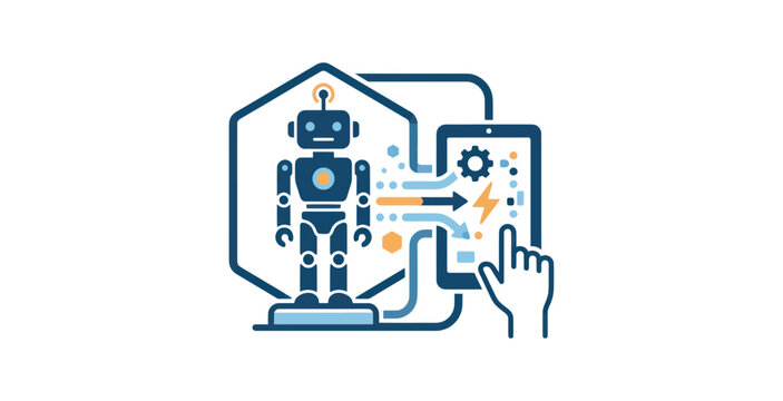 AI Robot Control System Flat Vector Illustration