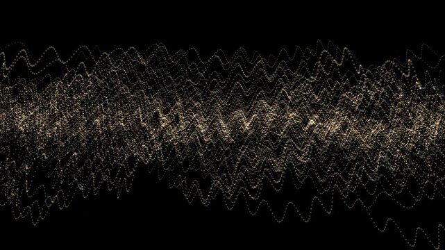 Abstract golden particles flowing in wavy lines, technological concept
