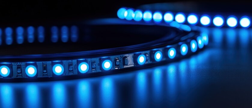 Illuminated led light strip blue diodes technology modern design