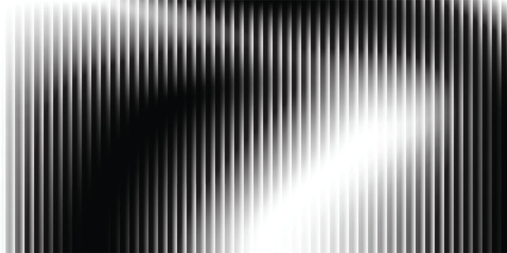 Line Halftone Gradient Effect Pattern. Vertical Straight Lines Background. Black and White Abstract Texture with Parallel Stripes Thick to Thin. Vector Illustration.