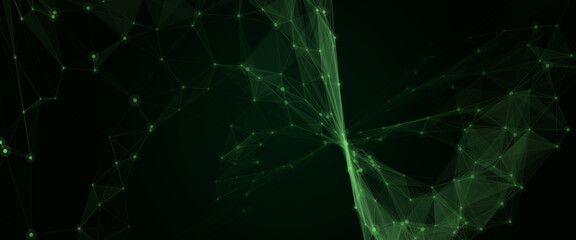 Naklejka premium Vector digital technology gradient background. Concept with technology dark line. Abstract futuristic background with triangle line and dots vector Illustration. Network and Connection concept design.