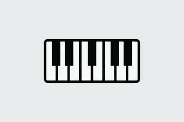 Fototapeta premium Minimalist Black and White Piano Keyboard Icon Graphic