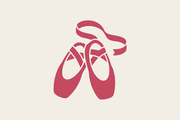 Pink Ballet Slippers Vector Icon on Beige Background © Monwara Perven