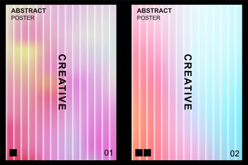 Modern abstract poster designs gradient vertical stripes with 'creative' typography for wall art © Oishi