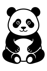 Adorable black and white panda sitting with big round eyes, cute bear cub looking at viewer. © Shimanta