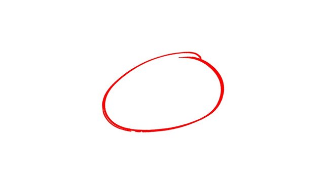 Hand drawn red circle highlight pack with marker brush strokes isolated on transparent background.