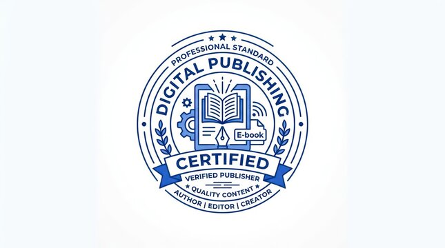 Digital publishing certified badge for verified professional authors and online creators.