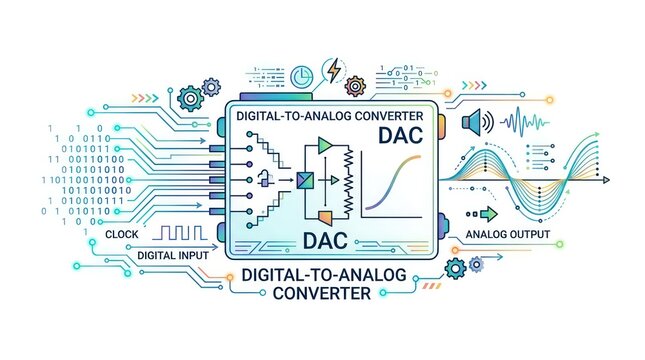 Digital to analog converter schematic representation showing input data processing stages.