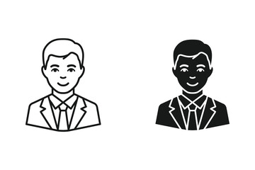 Fototapeta premium Man in suit vector illustration, line art and silhouette