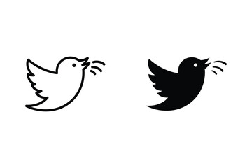 Fototapeta premium Bird vector illustration, line art and silhouette