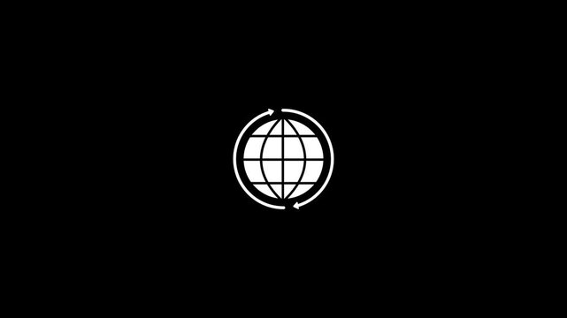 Animated world exchange linear icon. Internet communication and interaction. Cyberspace. Seamless loop HD video with alpha channel on transparent background.