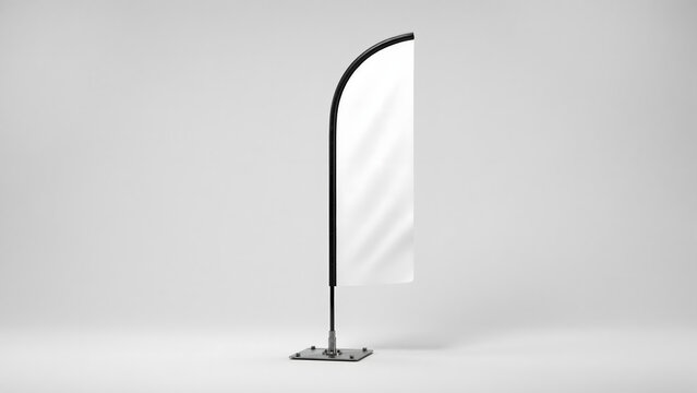Blank feather flag mockup for advertising display on a white background