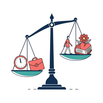flat vector work life balance scale