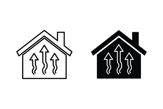 House with upward arrows vector illustration, flat style