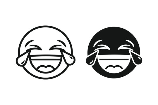 Laughing face vector illustration, crying with joy