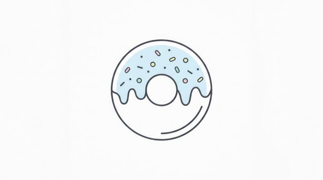 Minimalist blue donut logo design with sprinkles for cute bakery shop and cafe branding.